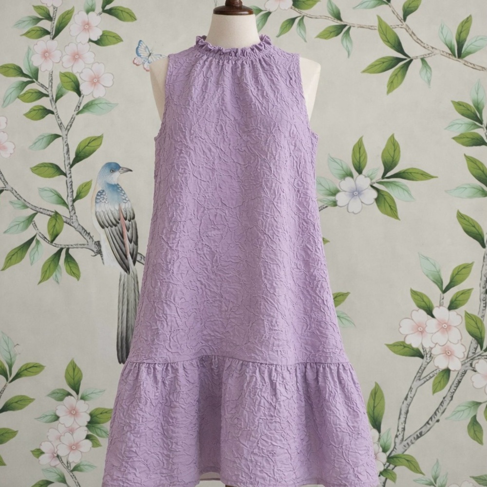 THML Lilac Textured sleeveless drop waist Easter dress L 10-12